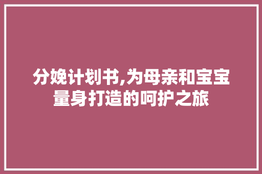 分娩计划书,为母亲和宝宝量身打造的呵护之旅