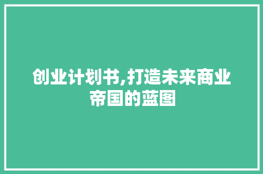 创业计划书,打造未来商业帝国的蓝图