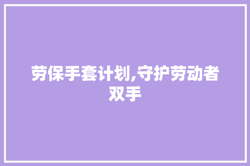 劳保手套计划,守护劳动者双手，筑牢安全防线
