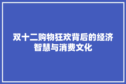 双十二购物狂欢背后的经济智慧与消费文化