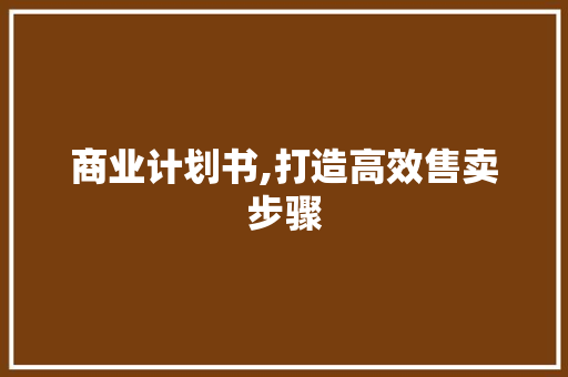 商业计划书,打造高效售卖步骤，助力企业腾飞