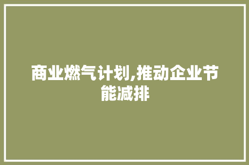 商业燃气计划,推动企业节能减排，助力绿色低碳发展