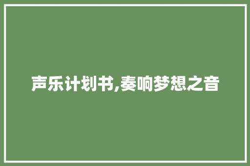 声乐计划书,奏响梦想之音，共创美好未来