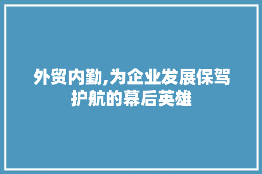 外贸内勤,为企业发展保驾护航的幕后英雄