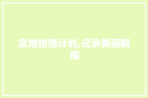 实地拍摄计划,记录美丽瞬间，传承文化记忆