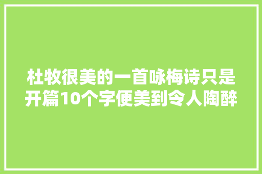 杜牧很美的一首咏梅诗只是开篇10个字便美到令人陶醉