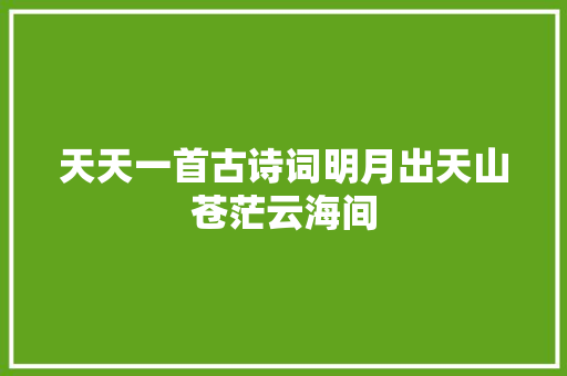 天天一首古诗词明月出天山苍茫云海间