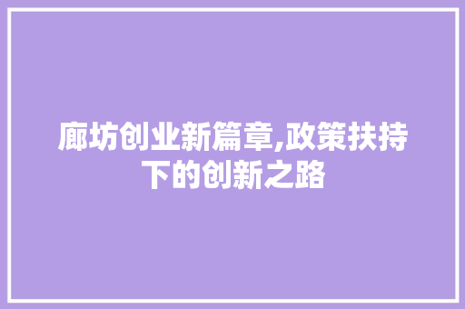 廊坊创业新篇章,政策扶持下的创新之路