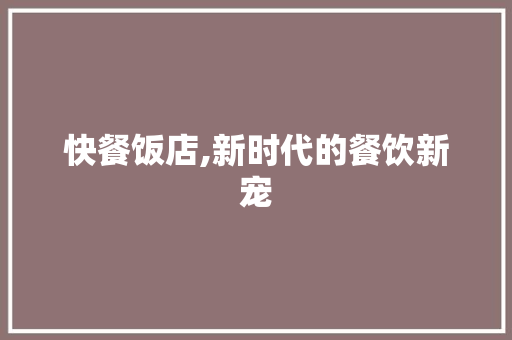 快餐饭店,新时代的餐饮新宠，便捷生活的美好伴侣