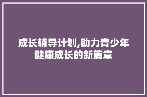 成长辅导计划,助力青少年健康成长的新篇章