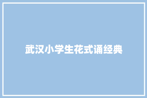 武汉小学生花式诵经典