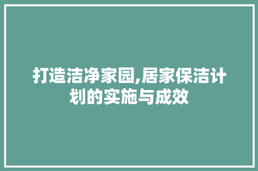 打造洁净家园,居家保洁计划的实施与成效
