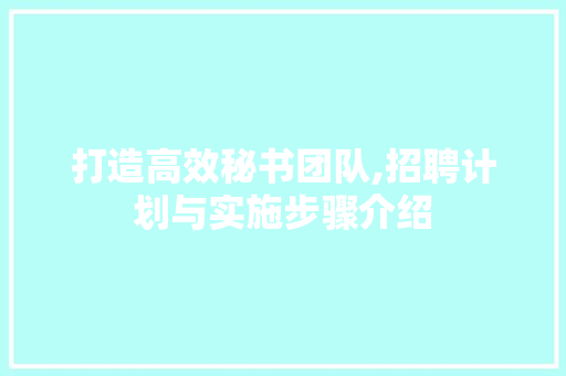 打造高效秘书团队,招聘计划与实施步骤介绍