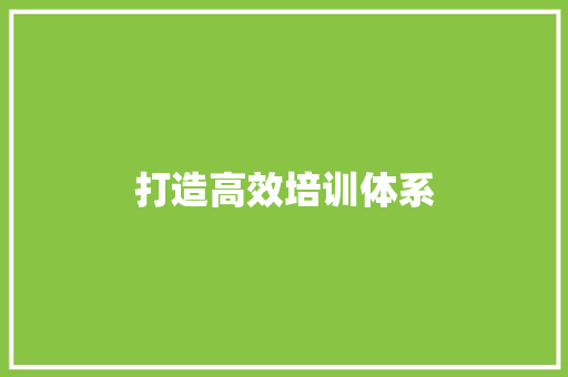 打造高效培训体系，助力企业持续发展_基于培训计划书的详细介绍