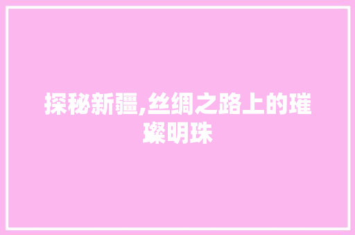 探秘新疆,丝绸之路上的璀璨明珠