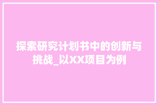 探索研究计划书中的创新与挑战_以XX项目为例