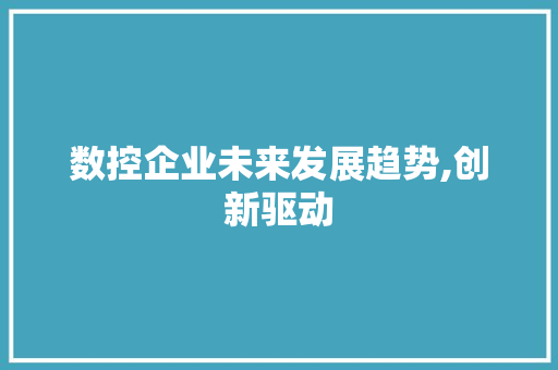 数控企业未来发展趋势,创新驱动，智慧引领