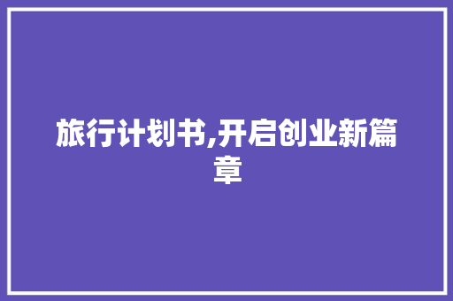旅行计划书,开启创业新篇章
