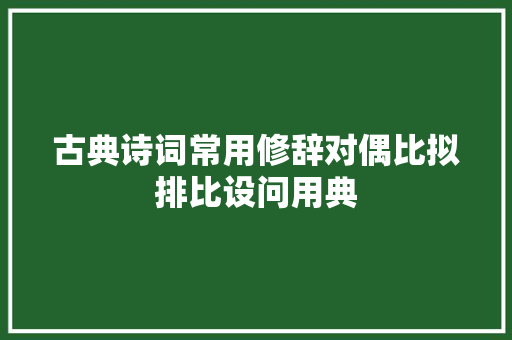 古典诗词常用修辞对偶比拟排比设问用典