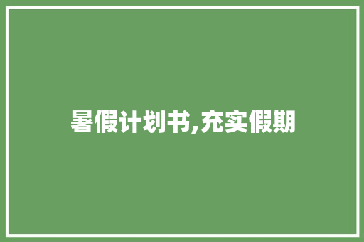 暑假计划书,充实假期，提升自我
