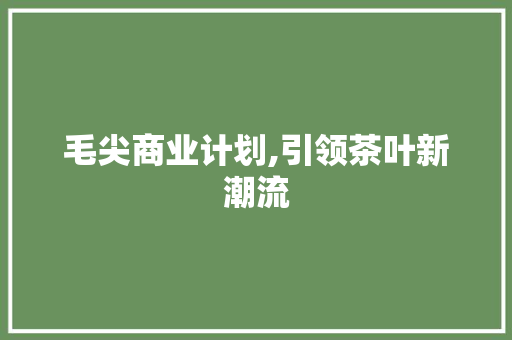 毛尖商业计划,引领茶叶新潮流，打造绿色健康生活