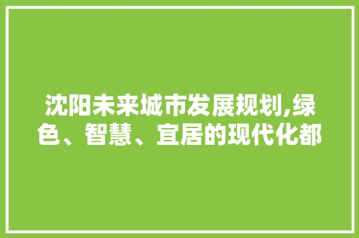 沈阳未来城市发展规划,绿色、智慧、宜居的现代化都市蓝图