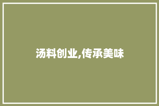 汤料创业,传承美味，开启财富之门
