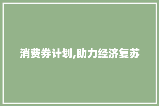 消费券计划,助力经济复苏，激发消费活力