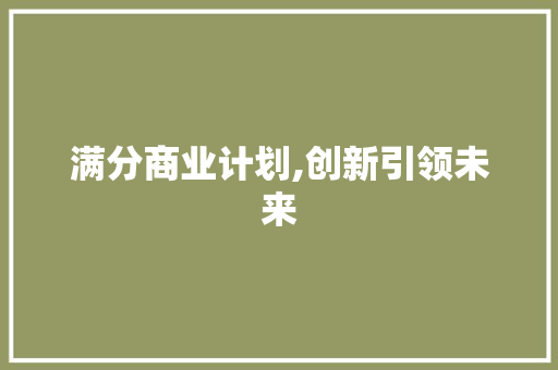 满分商业计划,创新引领未来，打造商业帝国新篇章
