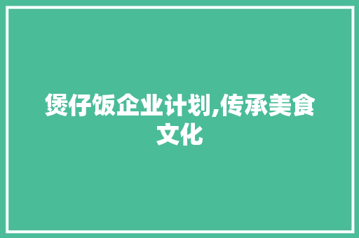 煲仔饭企业计划,传承美食文化，打造特色餐饮品牌
