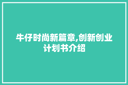 牛仔时尚新篇章,创新创业计划书介绍
