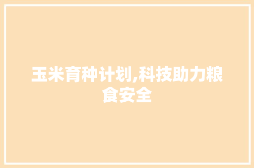 玉米育种计划,科技助力粮食安全，共筑农业强国梦