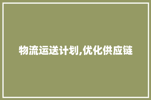 物流运送计划,优化供应链，提升企业竞争力