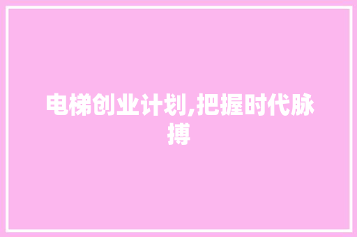 电梯创业计划,把握时代脉搏，引领智能出行新风尚