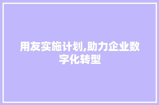 用友实施计划,助力企业数字化转型，迈向高质量发展