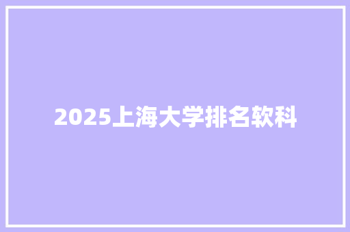 2025上海大学排名软科
