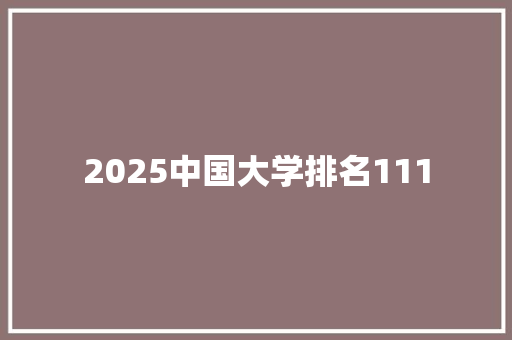 2025中国大学排名111