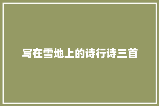 写在雪地上的诗行诗三首