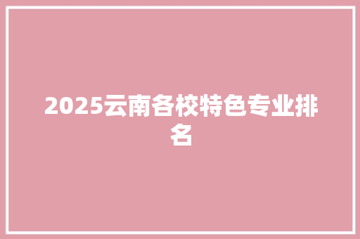 2025云南各校特色专业排名