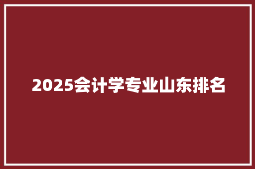 2025会计学专业山东排名