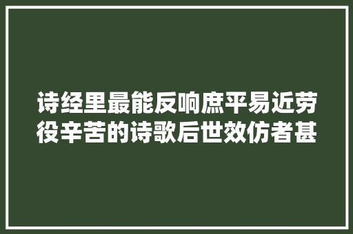 诗经里最能反响庶平易近劳役辛苦的诗歌后世效仿者甚多