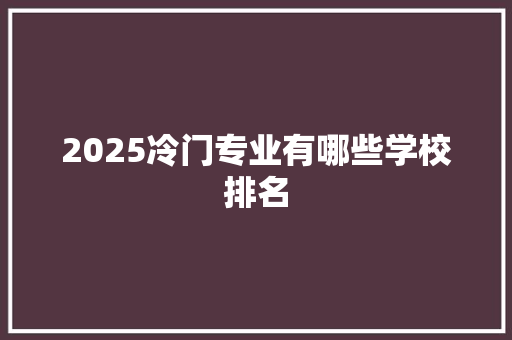 2025冷门专业有哪些学校排名