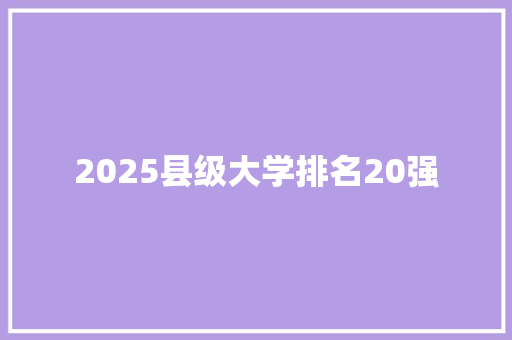 2025县级大学排名20强