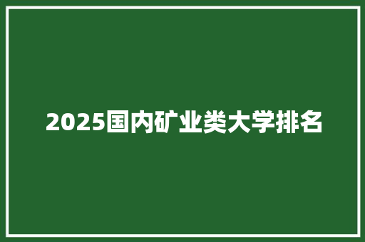 2025国内矿业类大学排名