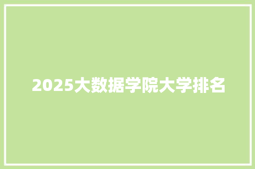 2025大数据学院大学排名