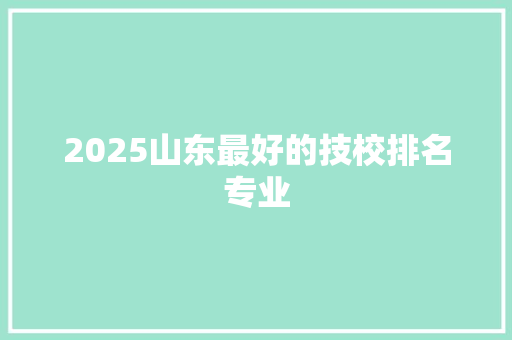 2025山东最好的技校排名专业