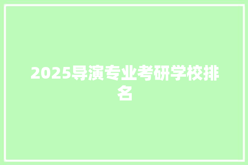 2025导演专业考研学校排名