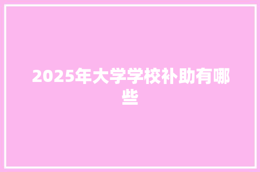 2025年大学学校补助有哪些