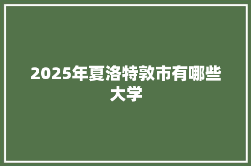 2025年夏洛特敦市有哪些大学