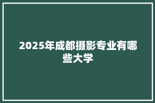 2025年成都摄影专业有哪些大学